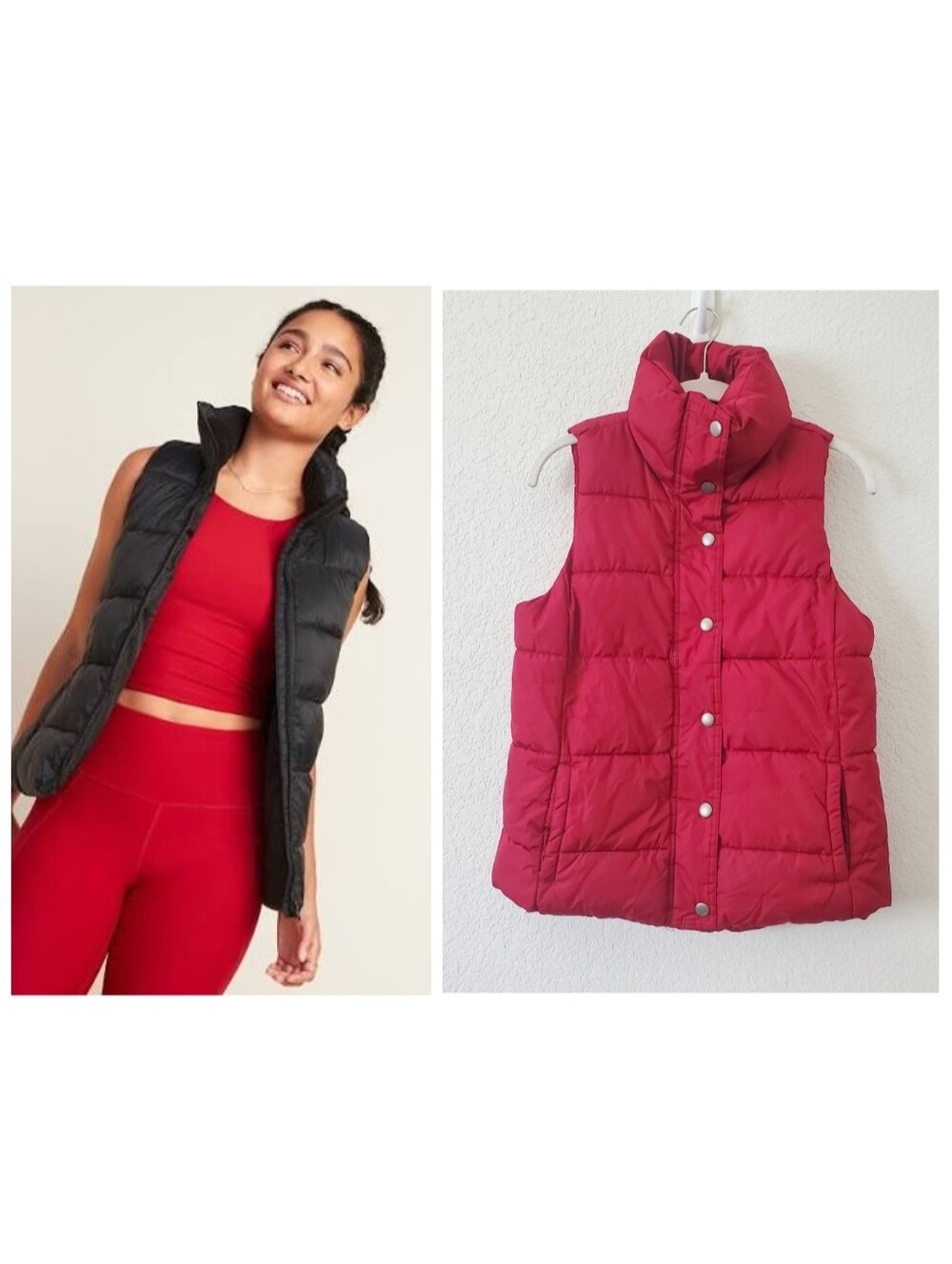 Old Navy Red Fleece Lined Puffer Warm Vest S Hiking Gorpcore Athleisure